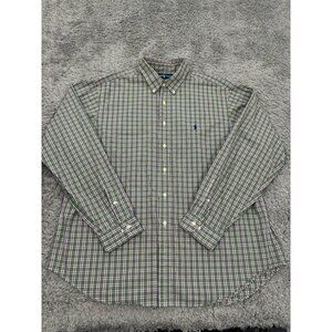 Vtg Ralph Lauren Shirt Mens XXL Green Gingham Check Classic Preppy Button Down
